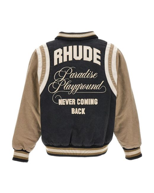 Rhude Black And Khaki Cotton Washed Bomber Jacket for men