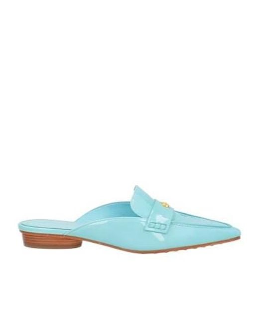 Tory Burch Blue Flat Leather Slippers