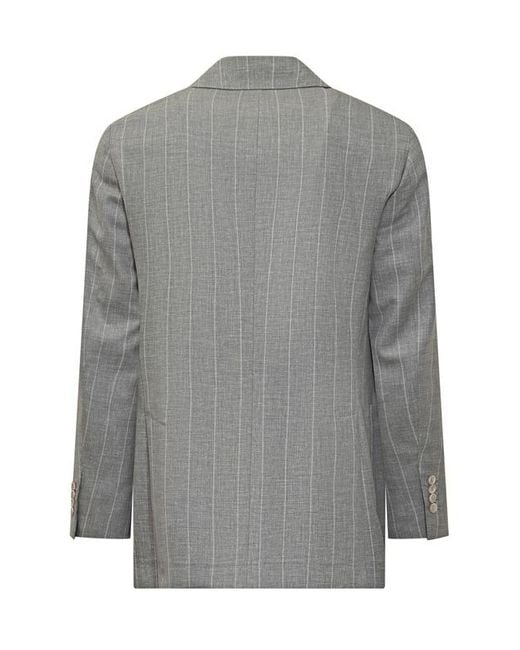 Brunello Cucinelli Gray Double Breasted Blazer for men