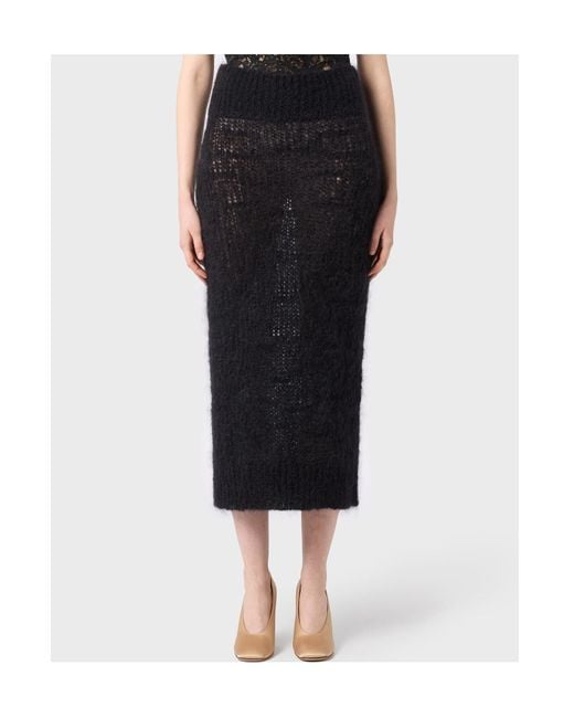 Blumarine Black Brushed Knitted Maxi Skirt