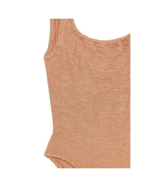 Hunza G Brown Sleeveless One-Piece Swimsuit