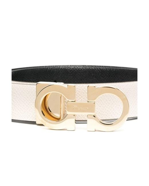 Ferragamo White Ferragamo Gancini Reversible Belt