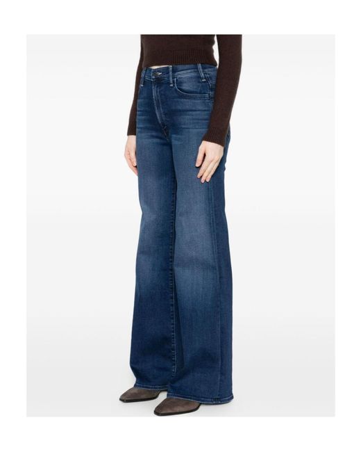 Mother Blue High-Rise Wide-Leg Jeans
