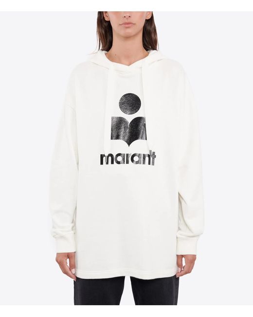 Isabel Marant White Isabel Marant Étoile Long-Sleeved Drawstring Hoodie