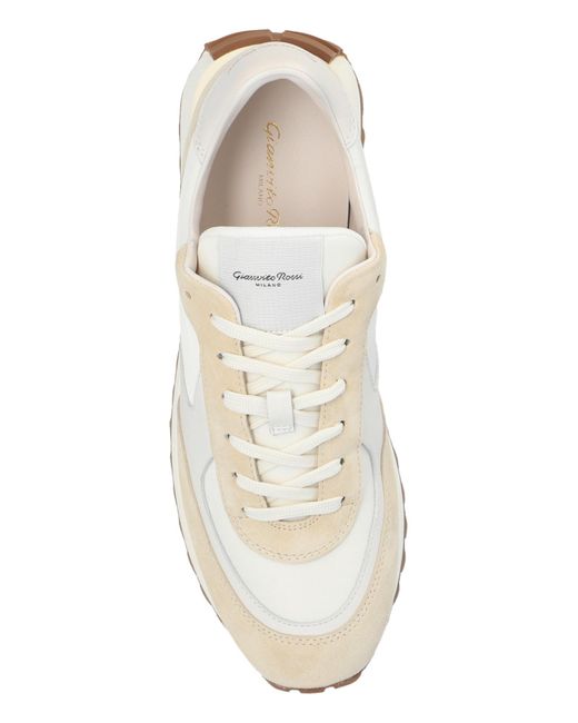Gianvito Rossi White Gravel Panelled Lace-Up Sneakers
