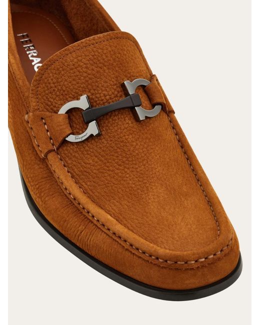 Ferragamo Brown Gancini Buckle Loafer for men