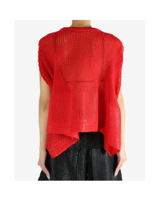 Issey Miyake Red Panini Knitted Sleeveless Top