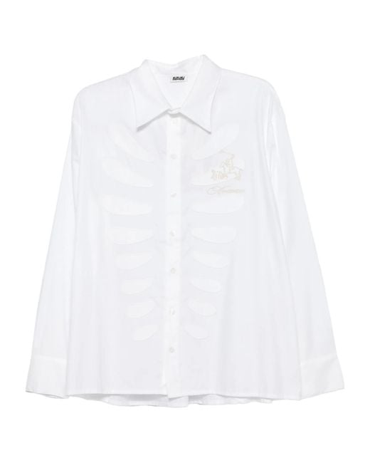 AVAVAV White Sam Embroidered Logo-Patch Shirt