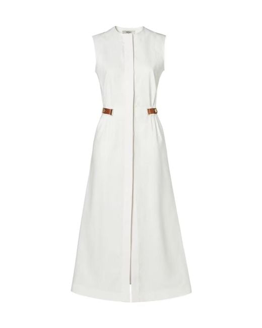 Fendi White Sleeveless Midi Dress