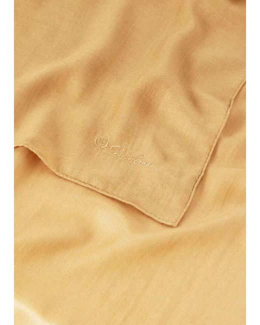 Loro Piana Natural Logo Wool Cashmere Scarf