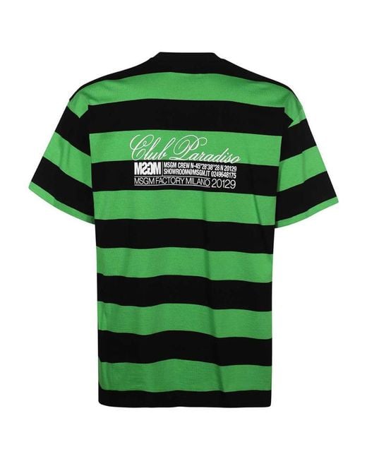MSGM Green Club Paradiso Stripe T-Shirt for men