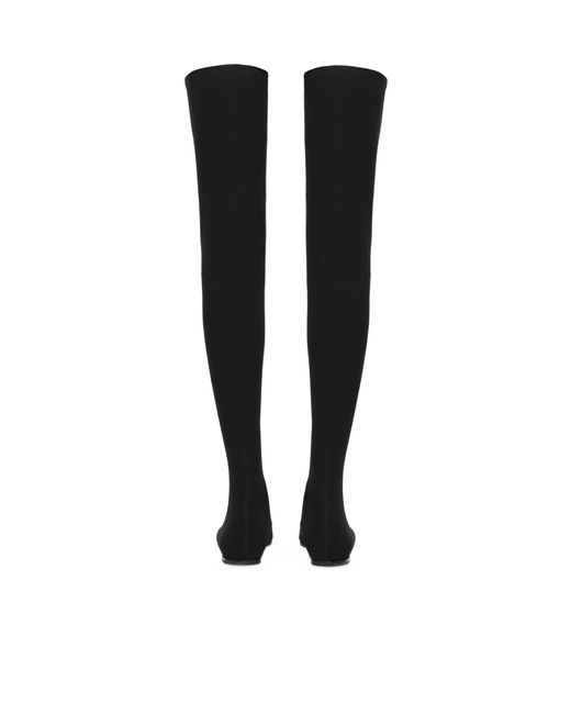 Dolce & Gabbana Black Stretch Jersey Thigh-High Boots