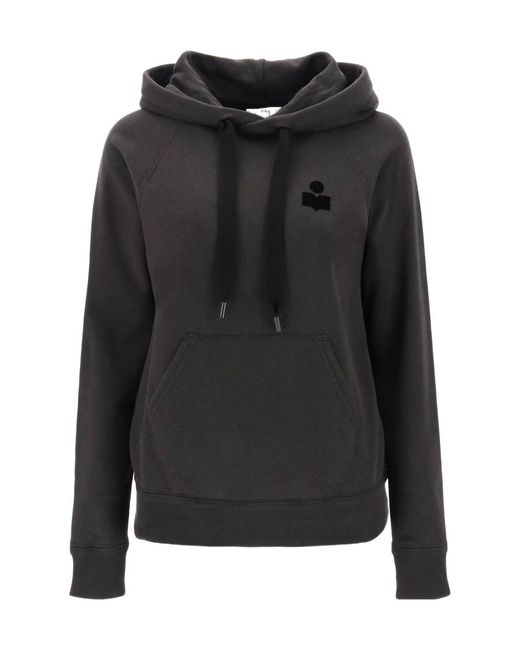 Isabel Marant Black Isabel Marant Étoile Logo-Printed Drawstring Hoodie
