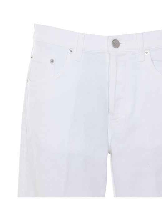 Dondup White Logo Patch Straight-Leg Jeans