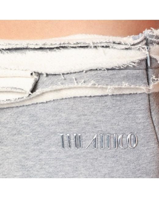 The Attico Gray Logo Printed Asymmetric Layered Skirt