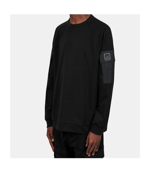 C P Company Black Crew Sweatshirt for men