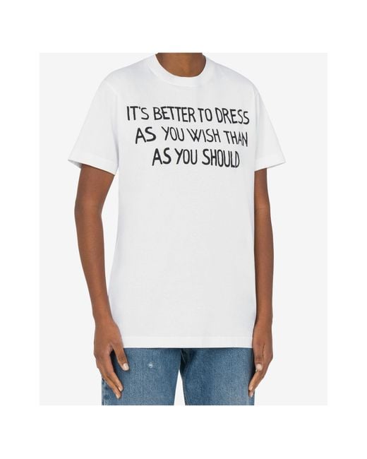 Moschino White Slogan-Print T-Shirt