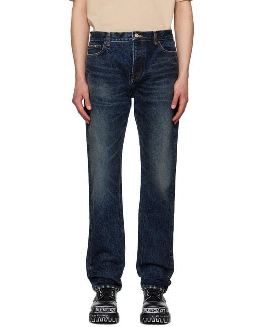 Balenciaga Blue Faded Wide-Leg Jeans for men