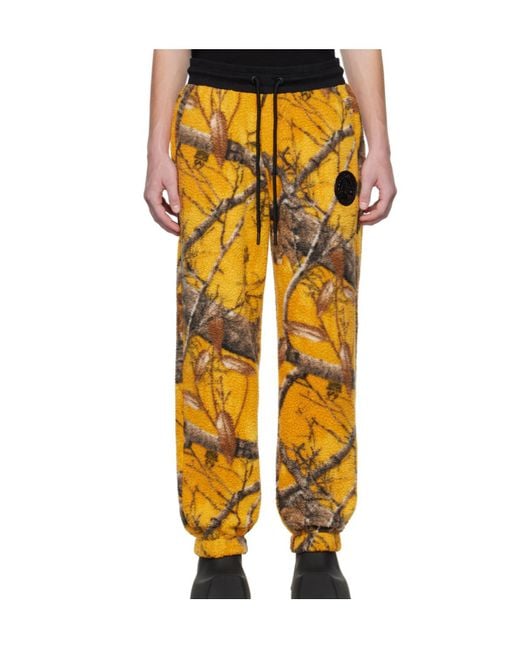 Moose Knuckles Yellow Graphic-Print Fleece Track Pants for men