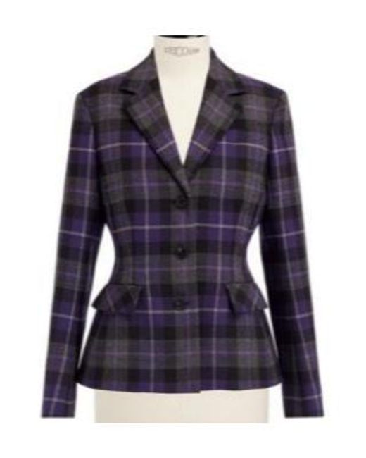 Dior Blue Checkered Button-Up Fitted Jacket