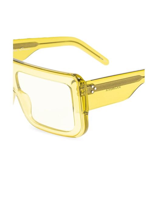 Rick Owens Metallic Rectangular Frame Glasses for men
