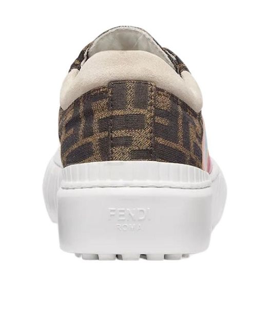Fendi Brown Logo Low-Top Sneakers