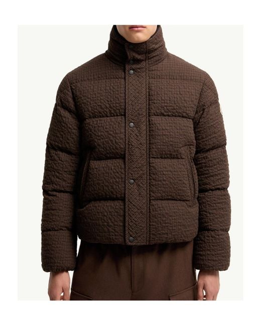 Moncler Brown Oronte Cotton Flannel Short Down Jacket for men
