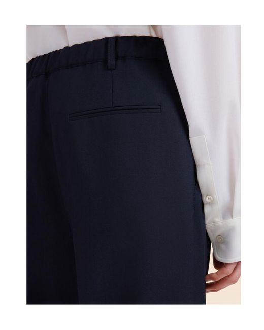Marni Blue Stitched Crease Flared Trousers for men