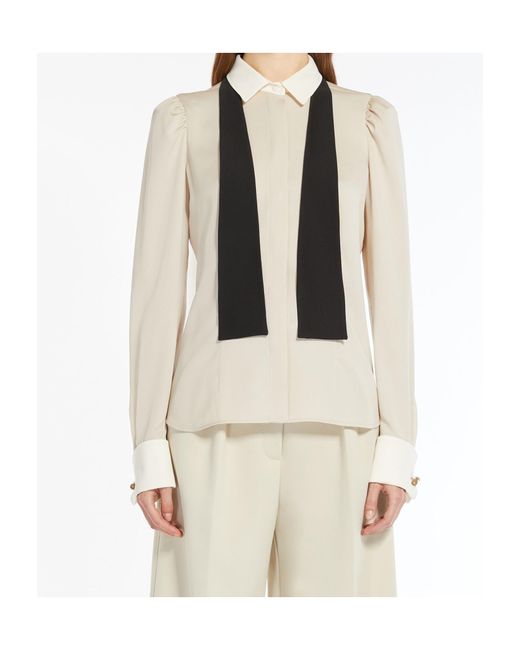 Max Mara Natural Button Detailed Long-Sleeved Blouse
