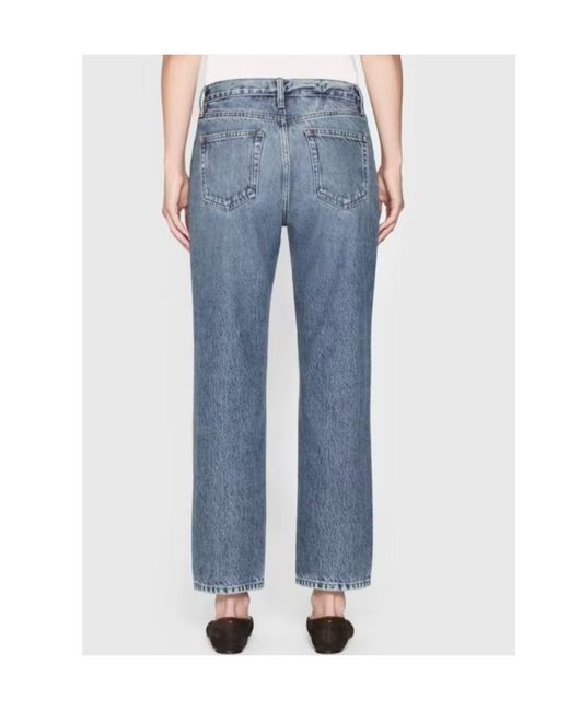 FRAME Blue Rigid Denim Mid Rise Straight Ankle Length
