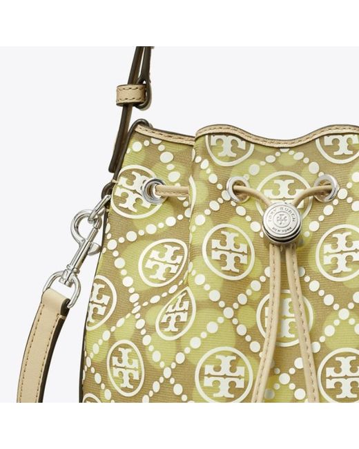 Tory Burch Metallic T Monogram Mesh Dot Bucket Bag