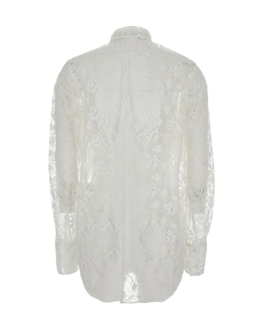 MSGM White Sheer Embroidered Shirt