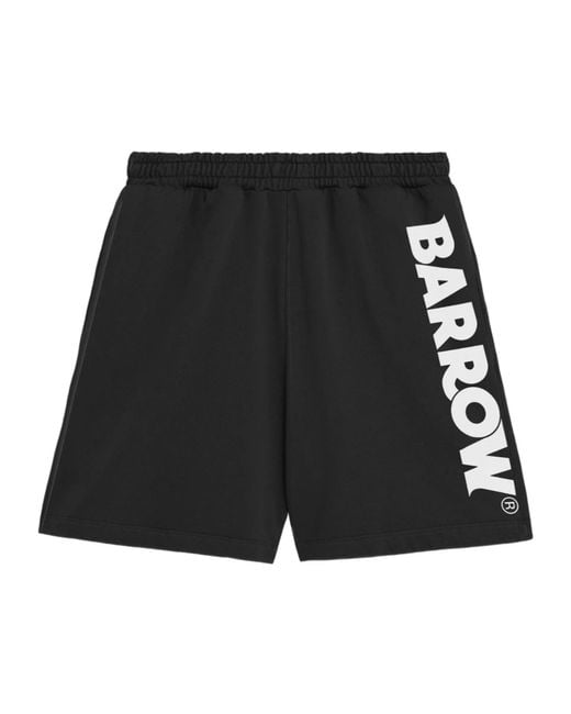 Barrow Black Logo Print Shorts for men