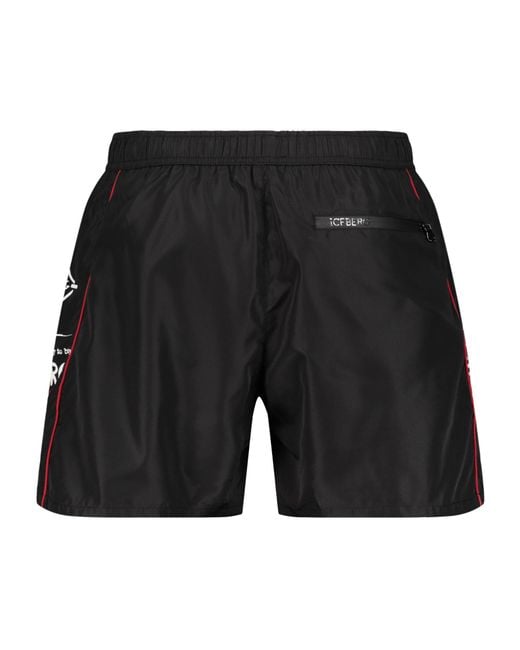 Iceberg Black Logo Trim Swim Shorts for men