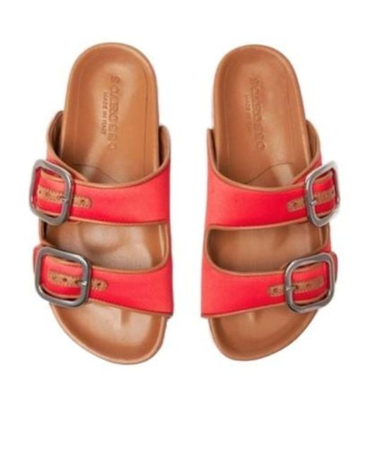 Scarosso Red Isa Double-Buckle Open-Toe Slides