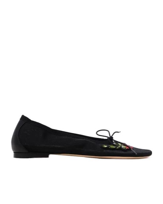 Simone Rocha Black Crystal-Embellished Ballet Flats