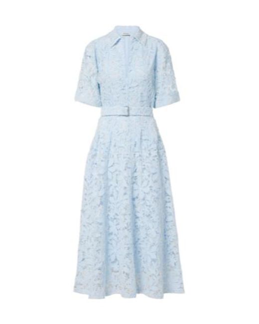 Jonathan Simkhai Blue Deanna Lace Guipure Cotton Midi Dress