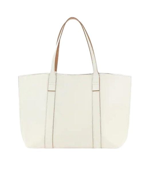 Hogan White Hanging Accent Script Top Handle Bag