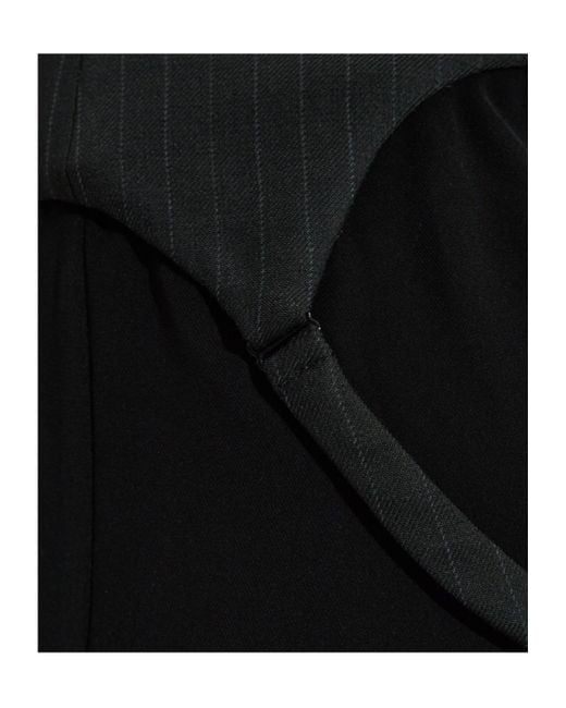M I S B H V Black Pinstripe-Panel Dress