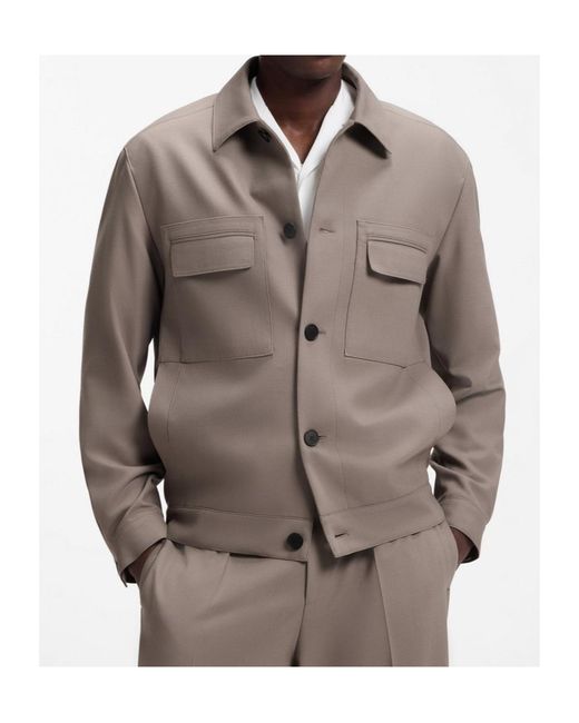 Boss Brown Flap-Pocket Button-Up Jacket for men