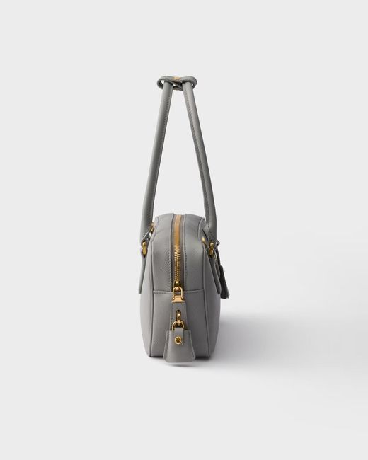 Prada Gray Small Saffiano Leather Top-Handle Bag