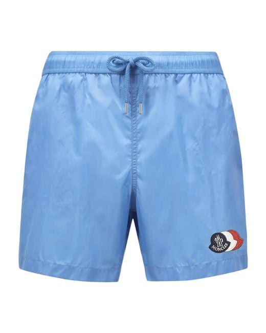 Moncler Blue Logo Patch Drawstring Swimsuit for men