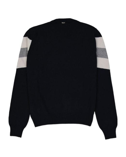 Herno Blue Chevron-Pattern Sweater for men