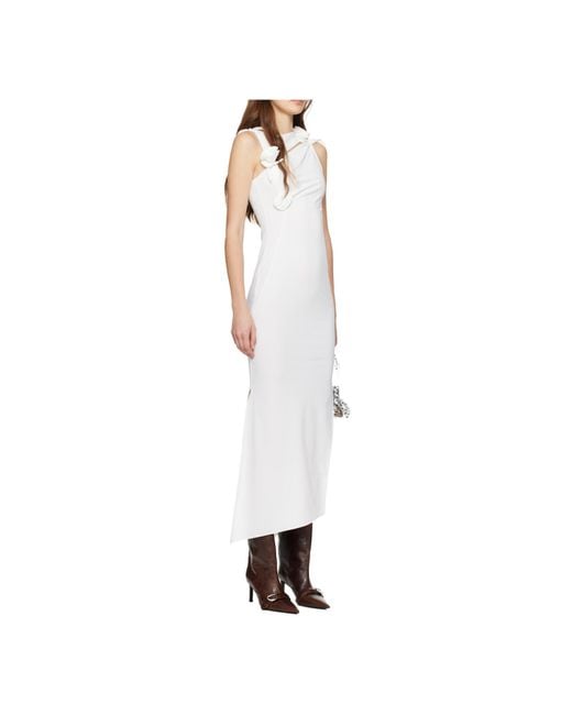 Coperni White Flower-Detailed Sleeveless Midi Dress