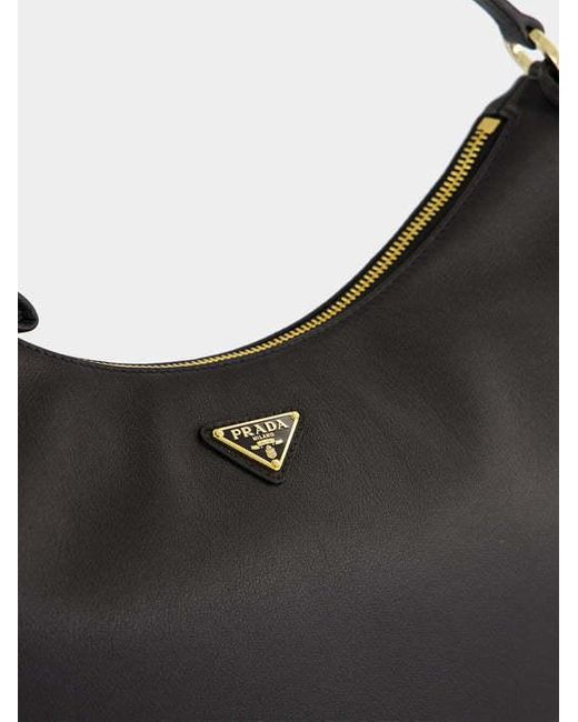 Prada Black Zip Leather Shoulder Bag