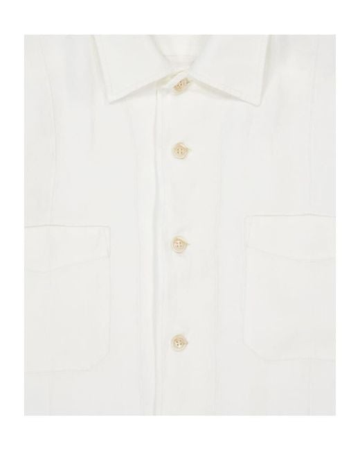Brunello Cucinelli White Long Sleeve Button-Up Shirt for men