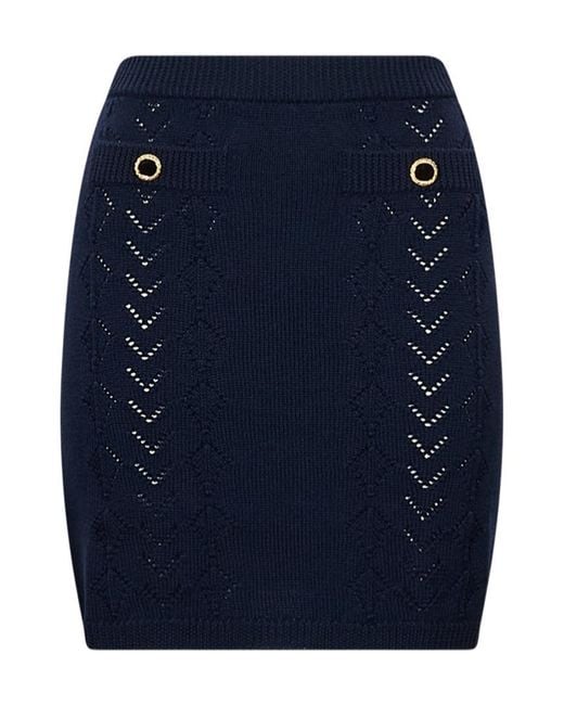 Alessandra Rich Blue Lace-Knit Mini Skirt