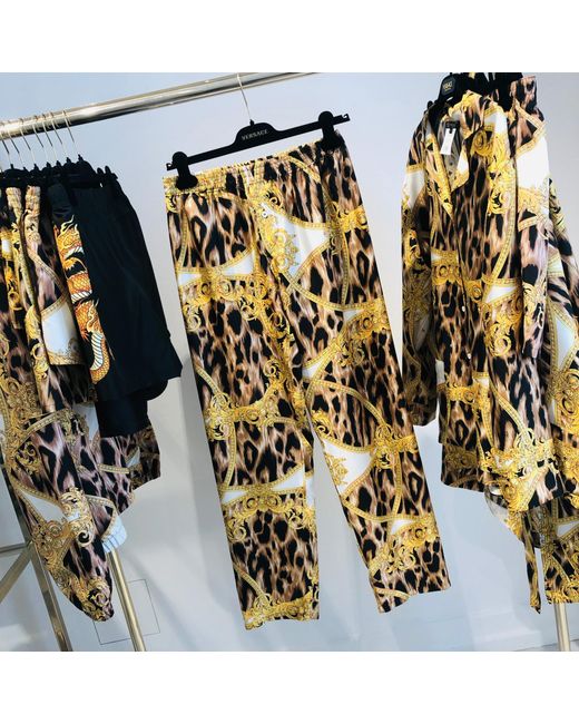 Versace Yellow Printed Casual Pants for men