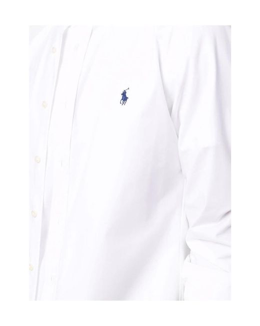 Polo Ralph Lauren White Polo Pony Embroidered Buttoned Shirt for men