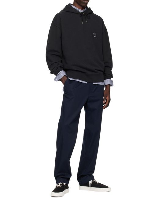 Maison Kitsuné Blue Maison Kitsuné Fox Head Patch Drawstring Hoodie for men